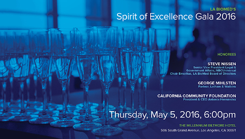 LA BioMed's Spirit of Excellence Gala 2016 Invitation