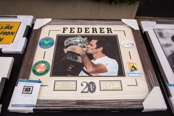 Framed Roger Federer commemorative items